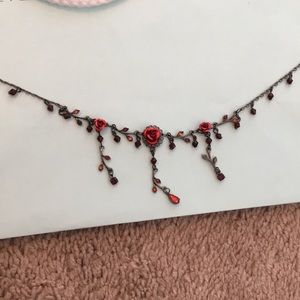 Ruby Red Rose Necklace